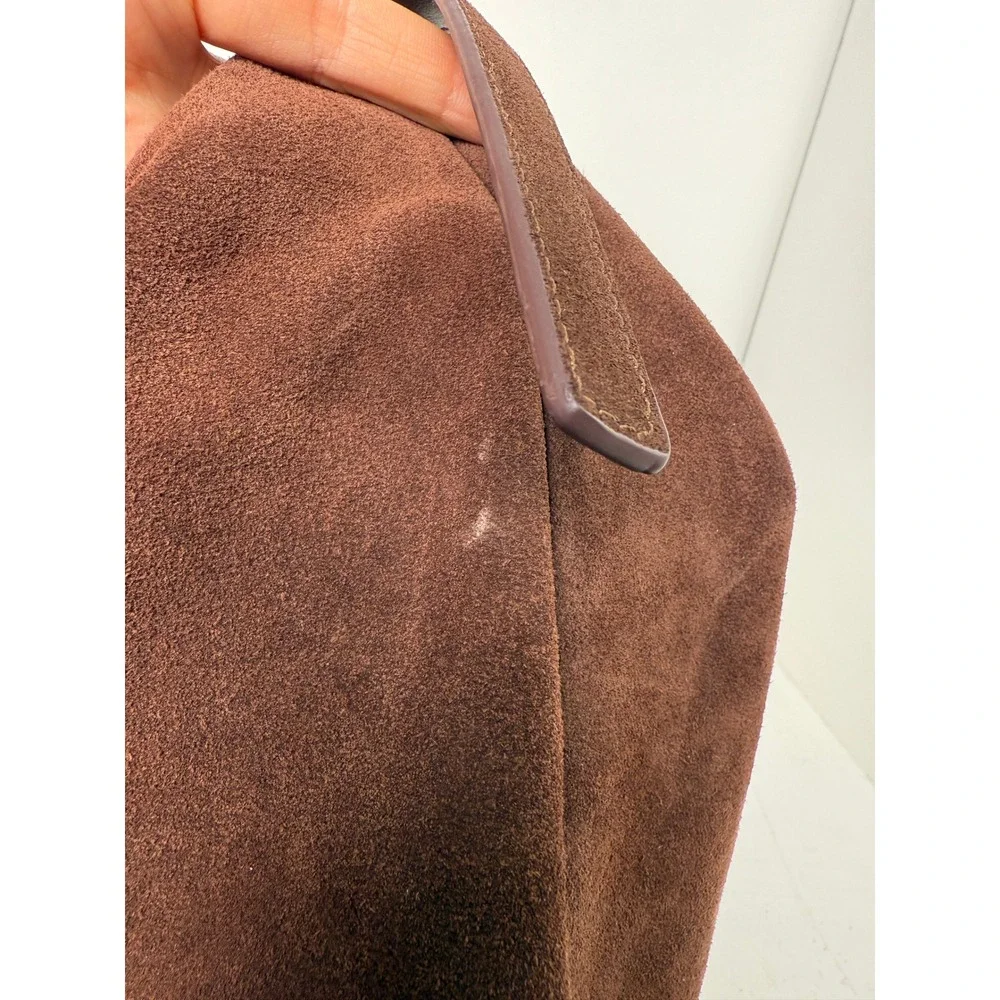 ASOS DESIGN Women Chocolate Brown Suede Slouchy Hobo Bag Gold Hardware F102448
